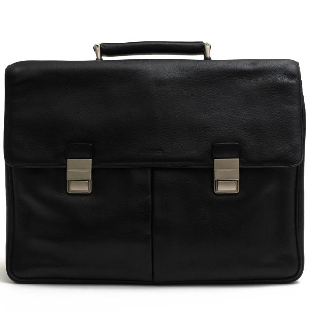 ○ルタヌア LE TANNEUR 牛革 カーフ ビジネスバッグ フラップ式 シボ革 シュリンクレザー メンズ 【中古】 中古