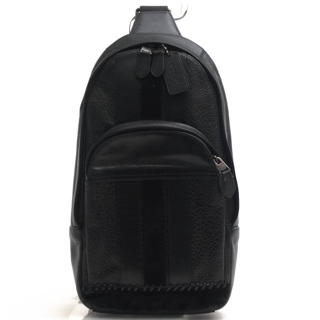 ○コーチ COACH 牛革 リファインドカーフ バッファロー エンボスドレザー ショルダーバッグ F49333 Houston Pack With Baseball St 中古