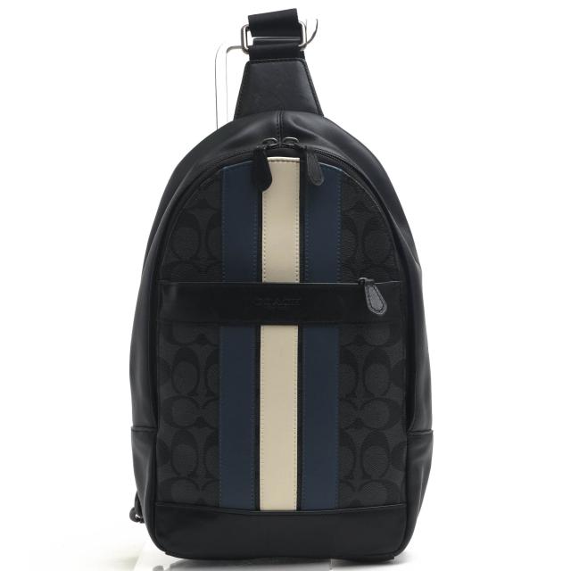 ○コーチ COACH 一部牛革 ショルダーバッグ F26067 Charles Pack In Signature Canvas With Varsity Stripe チャールズ パック シ  中古