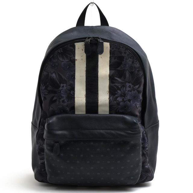 ○コーチ COACH PVCコーティングキャンバス 牛革 リュック F59322 Charles Backpack In Floral Hawaiian Print Canvas チャールズ  中古