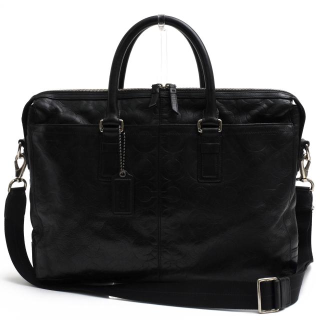 ○コーチ COACH 牛革 ビジネスバッグ 70251 OP art leather Zip top Brief X オプ アート ジップトップ ブリーフ 2WAY ショルダー  中古