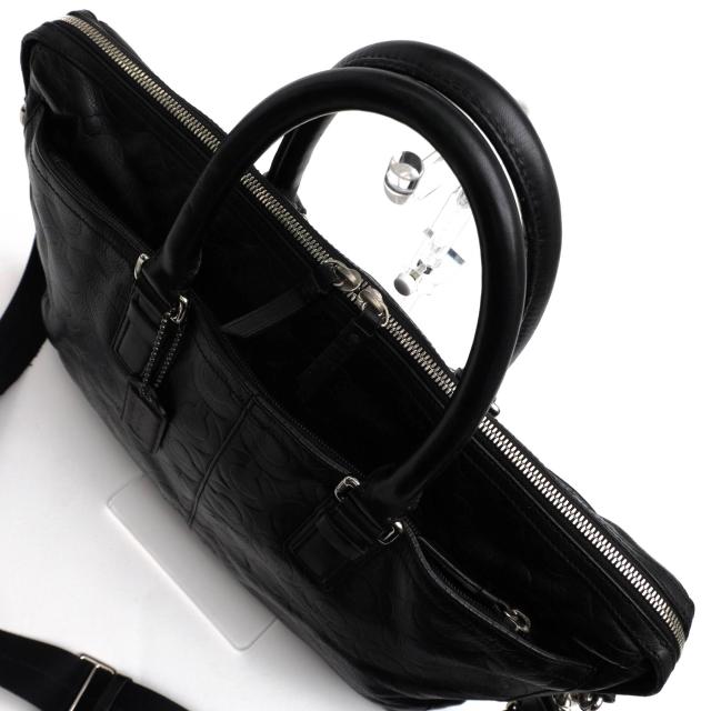 ○コーチ COACH 牛革 ビジネスバッグ 70251 OP art leather Zip top Brief X オプ アート ジップトップ ブリーフ 2WAY ショルダー  中古 ○コーチ COACH 牛革 ビジネスバッグ 70251 OP art leather Zip top
