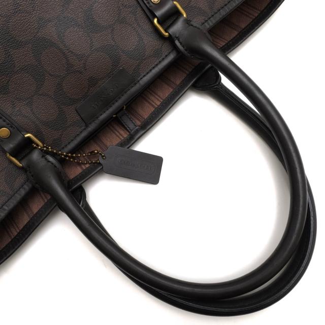 ○コーチ COACH コーテッド キャンバス トートバッグ 70874 ブリーカー シグネチャー トート X シグネチャー柄 肩掛け ワンショル 中古_6