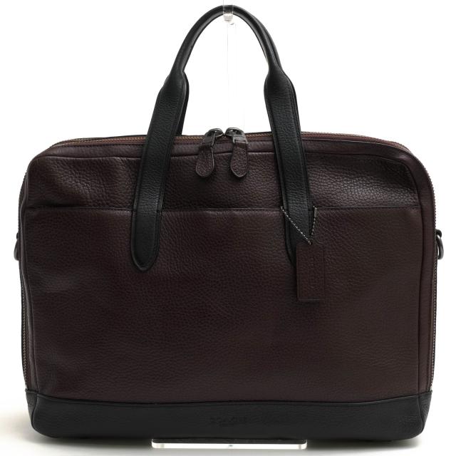 ○コーチ COACH ペブルドレザー 牛革 ビジネスバッグ F27617 Hamilton Day Brief ハミルトン デイ ブリーフ A4サイズ収納可 シボ革 中古
