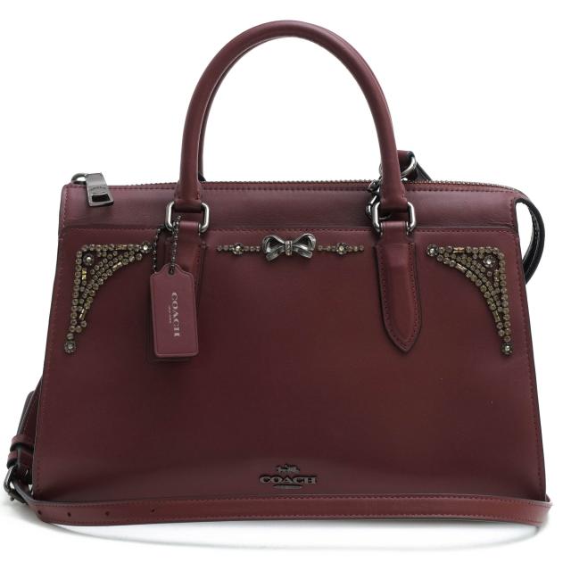 ○コーチ COACH Selena Gomez collection カーフ 牛革 ハンドバッグ 39289 Selena Bond Bag With Crystal Embellishment リボン 2W 中古の通販はハンドバッグ