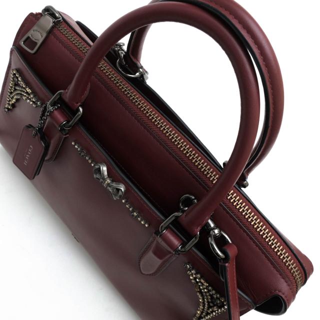 ○コーチ COACH Selena Gomez collection カーフ 牛革 ハンドバッグ 39289 Selena Bond Bag With Crystal Embellishment リボン 2W 中古の通販は