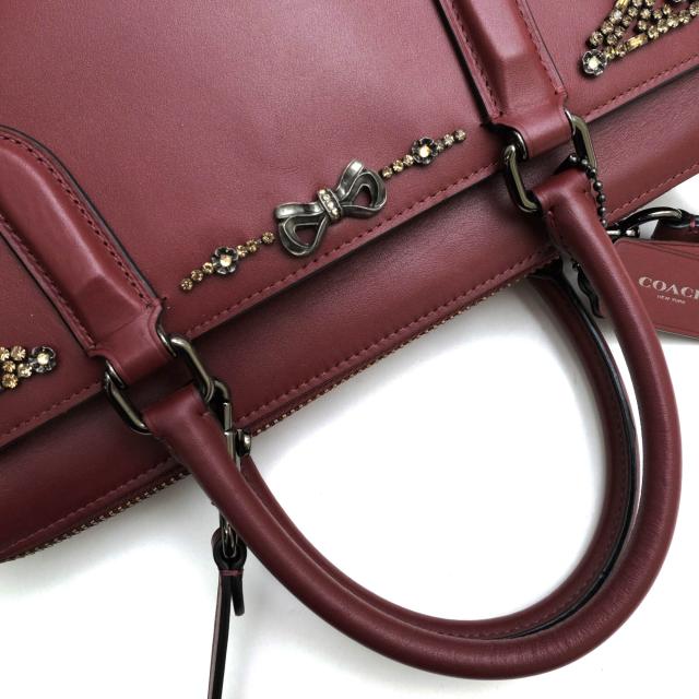 ○コーチ COACH Selena Gomez collection カーフ 牛革 ハンドバッグ 39289 Selena Bond Bag With Crystal Embellishment リボン 2W 中古の通販は