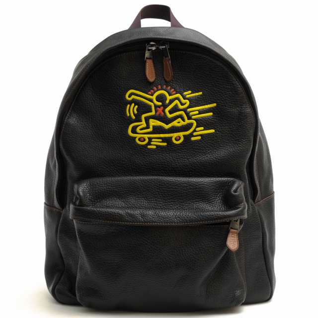 ○コーチ COACH Keith Haring キース ヘリング リュック F11716 Charles Backpack チャールズ バックパック B4サイズ収納可 シボ革 中古