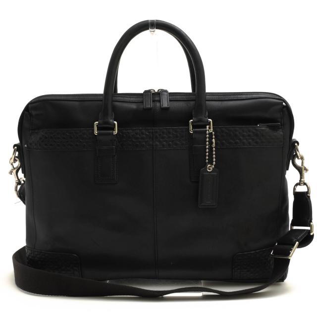 ○コーチ COACH 牛革 ビジネスバッグ F70454 Gramercy Leather Zip Top Briefcase グラム レザー ジップ トップ ブリーフ ミニシグ 中古