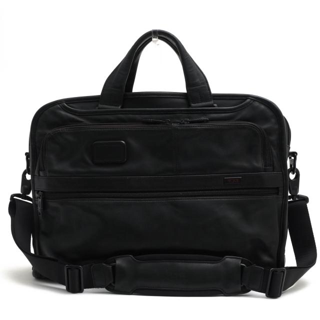 ○トゥミ TUMI ナパレザー 牛革 ビジネスバッグ 96108D2 Alpha Leather Organizer Portfolio Brief 2WAY ショルダーバッグ 定番 メ 中古