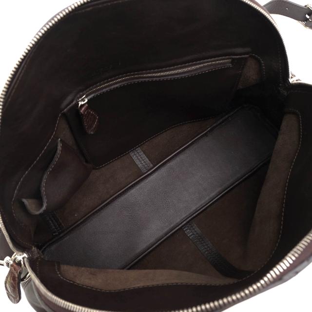 ○ヒロフ HIROFU 牛革 カーフ マットクロコダイル ハンドバッグ ラウンド型 ミニボストン 2WAY ショルダーバッグ レディース 【中 中古_7