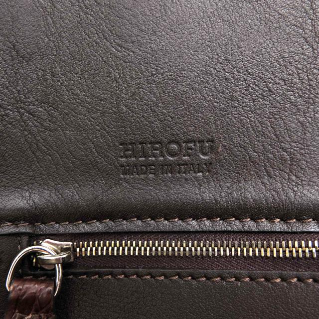 ○ヒロフ HIROFU 牛革 カーフ マットクロコダイル ハンドバッグ ラウンド型 ミニボストン 2WAY ショルダーバッグ レディース 【中 中古_8