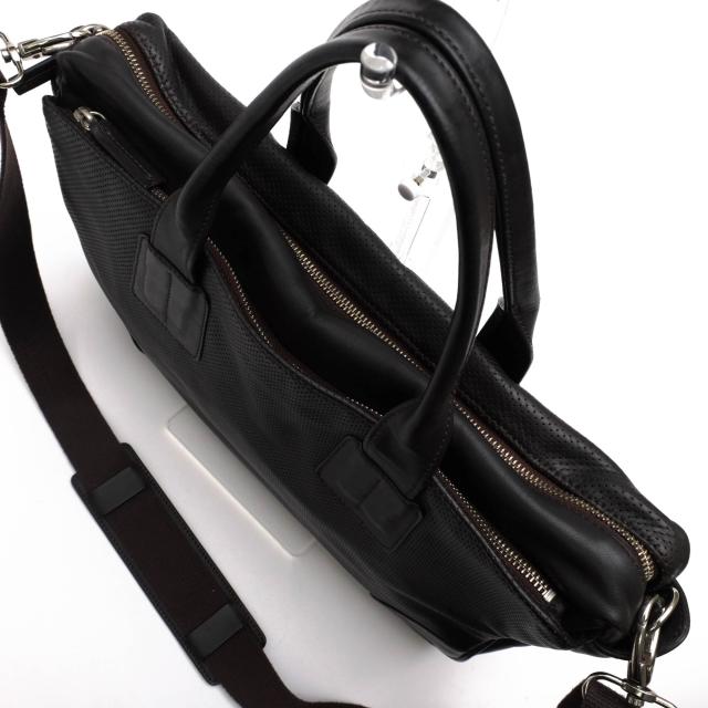 ○ビルアンバーグ Bill Amberg パンチングレザー 牛革 ビジネスバッグ A4サイズ収納可 2WAY ショルダーバッグ メンズ 【中古】 中古 ○ビルアンバーグ Bill Amberg パンチングレザー 牛革 ビジネスバッグ