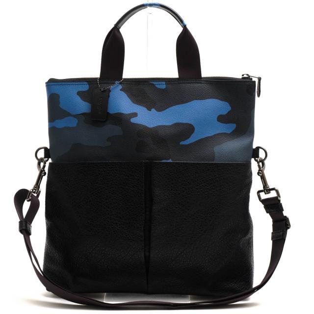○コーチ COACH PVCコーディングキャンバス 牛革 トートバッグ F29736 Charles Foldover Tote With Camo Print チャールズ フォー  中古