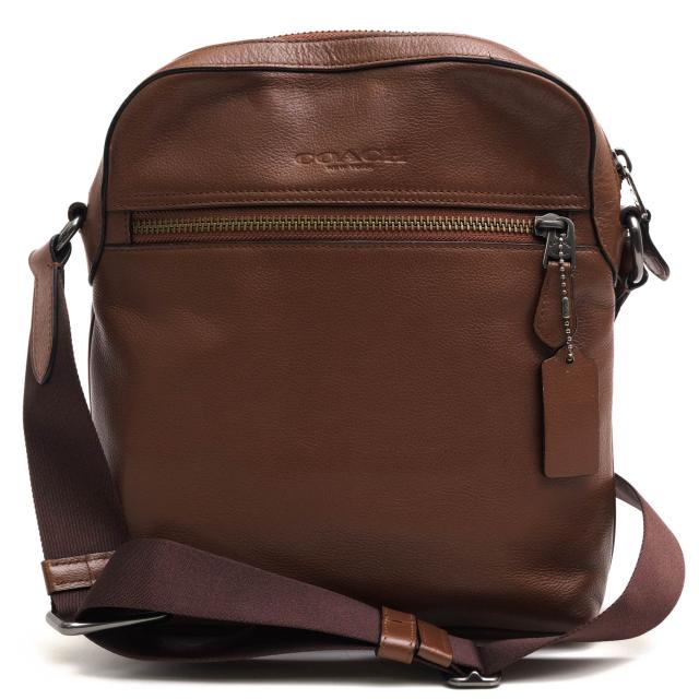 ○コーチ COACH ペブルドレザー 牛革 ショルダーバッグ F68014 HOUSTON FLIGHT BAG ヒューストン フライトバッグ メッセンジャーバ 中古