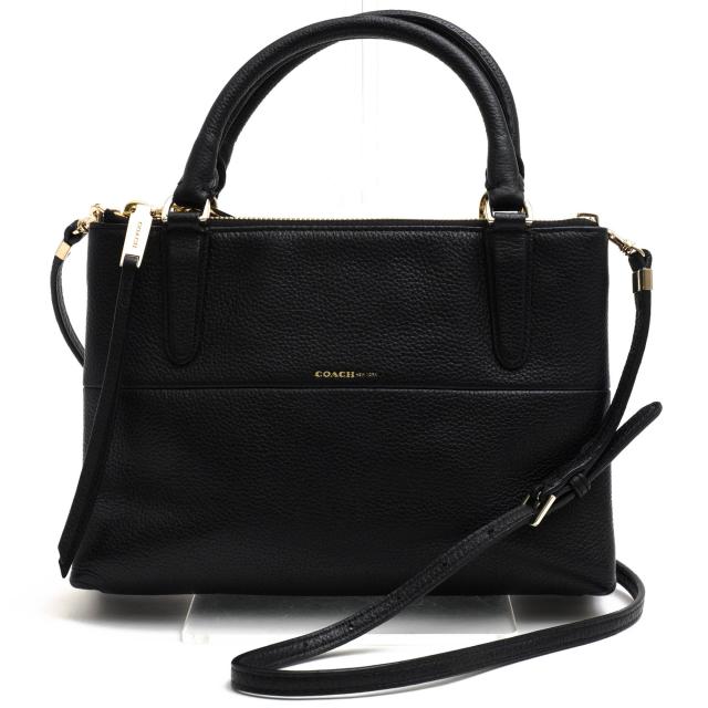 ○コーチ COACH ペブルドレザー 牛革 ハンドバッグ 28163 The Mini Borough Bag In Pebble Leather ミニ ボロー 2WAY ショルダーバ 中古