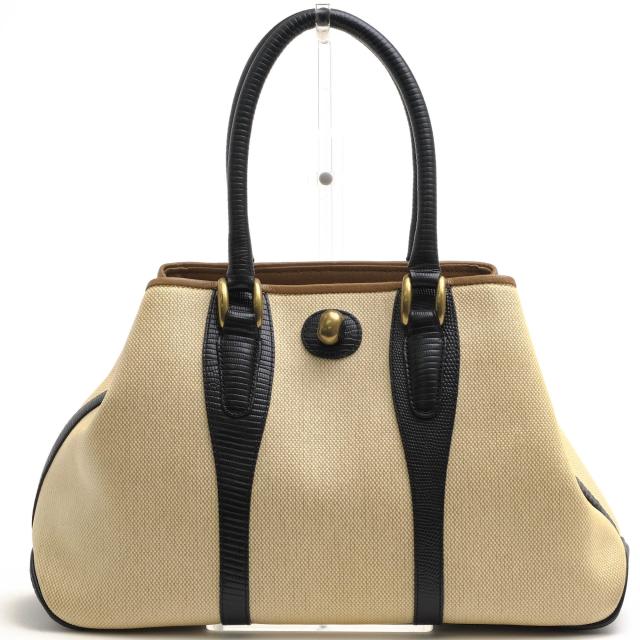 ○トフアンドロードストーン トフ＆ロードストーン TOFF＆LOADSTONE キャンバス リザード型押し牛革 トートバッグ TL-4261 High-en 中古