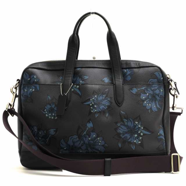 ○コーチ COACH コーティングキャンバス カーフ 牛革 ビジネスバッグ F28635 Hamilton Bag With Hawaiian Lily Print ハミルトン 中古