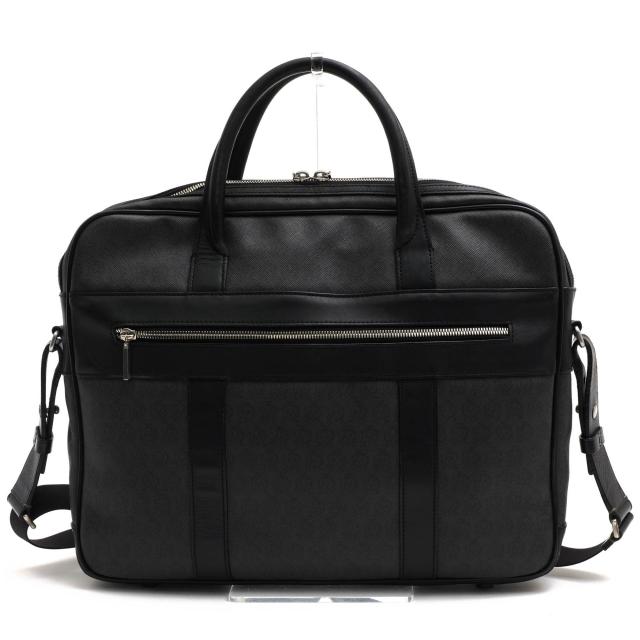 新品 dunhill ダンヒル WINDSOR ウィンザー 牛革 カーフレザー × PVCコーティング ADモノグラムロゴ ショルダーバッグ ブラック 黒 メンズ 訳ありダンヒル dunhill 黒 レザービジネスバッグ Dunhill - Dunhill