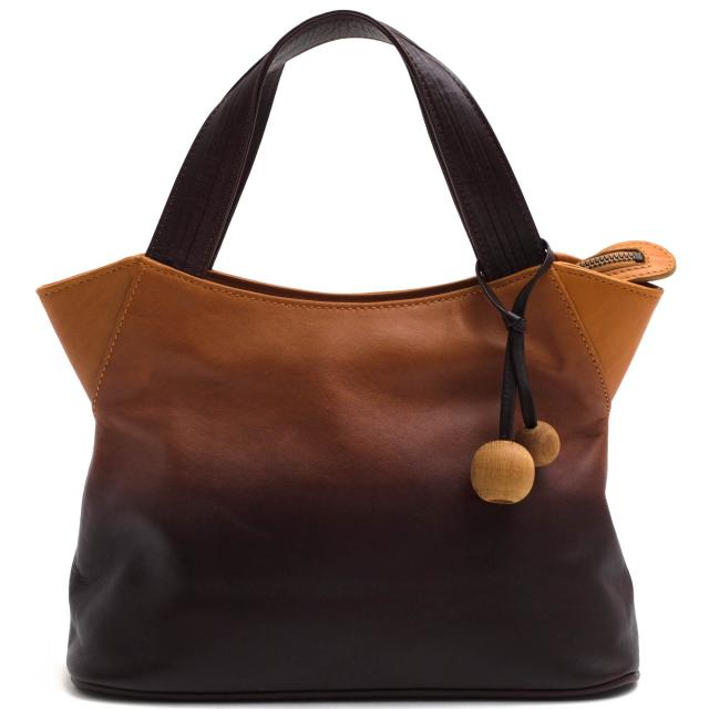 ○マザーハウス MOTHERHOUSE 牛革 ハンドバッグ Icho Mini Hand 銀杏 イチョウ グラデーション レディース 【中古】 中古