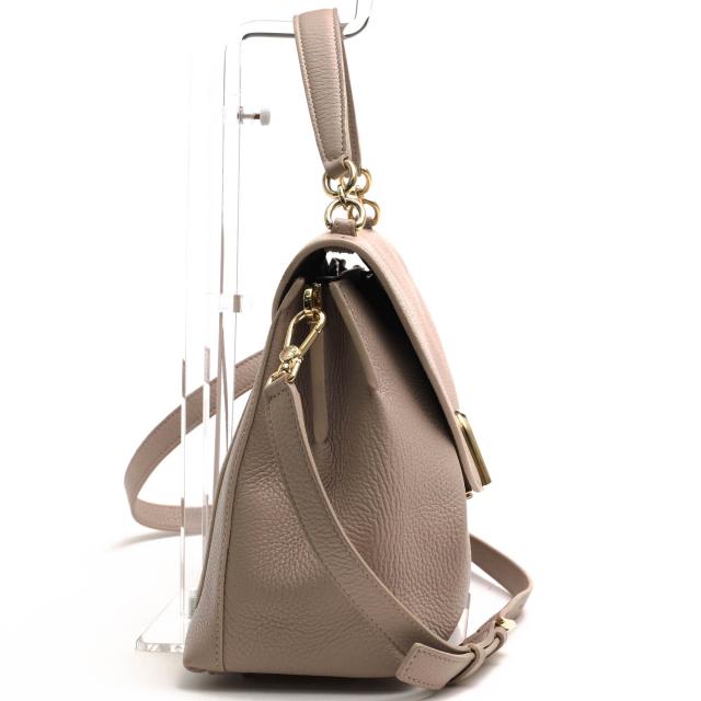 ○フルラ FURLA ソフト牛革 ハンドバッグ Sleek M Top Handle スリーク フラップ式 2WAY ショルダーバッグ シボ革 シュリンクレザ 中古_2