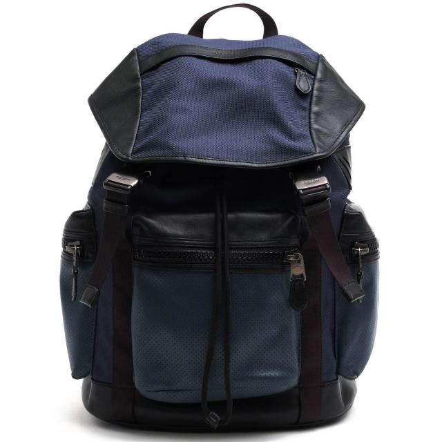 ○コーチ COACH 牛革 リュック F24677 Terrain Trek Pack Denim テレイン トレック パック バックパック デイパック ノートPC収納  中古