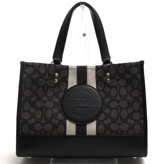○コーチ COACH 牛革 ハンドバッグ C8448 Dempsey Carryall In Signature Jacquard With Stripe And Coach Patch デンプシー キャ  中古