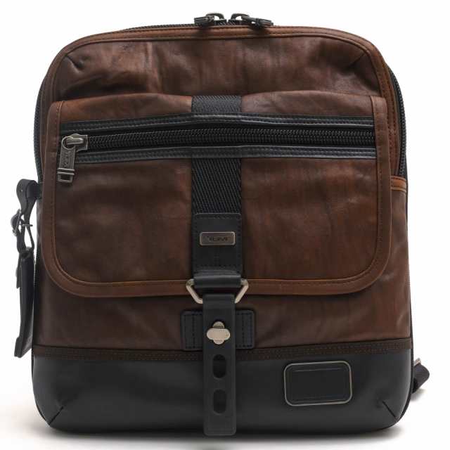 ○トゥミ TUMI フルグレインカウハイドレザー 牛革 ショルダーバッグ 92304DB2 Alpha Bravo Annapolis Zip Flap Bag アナポリス メ 中古