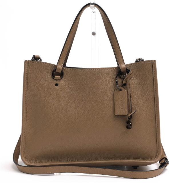 ○コーチ COACH ペブルドレザー 牛革 ハンドバッグ C3460 Tyler Carryall 28 タイラー キャリーオール 28 2WAY ショルダーバッグ   中古