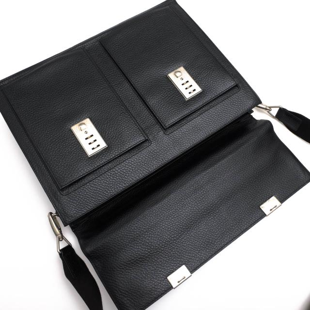 ○ゴールドファイル GOLD PFEIL ペブルドレザー 牛革 ビジネスバッグ 2WAY ショルダーバッグ シボ革 シュリンクレザー メンズ 【中 中古_6