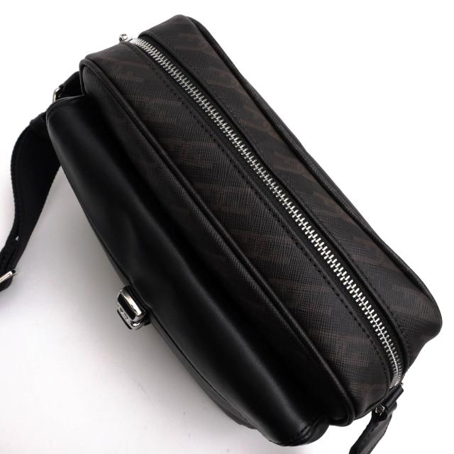 ○フルラ FURLA MAN マン アーチチェーンプリント入りコーティングファブリック 牛革 ショルダーバッグ MB00099 BX1672 COSMO S コ 中古 ○フルラ FURLA MAN マン アーチチェーンプリント入りコーティング