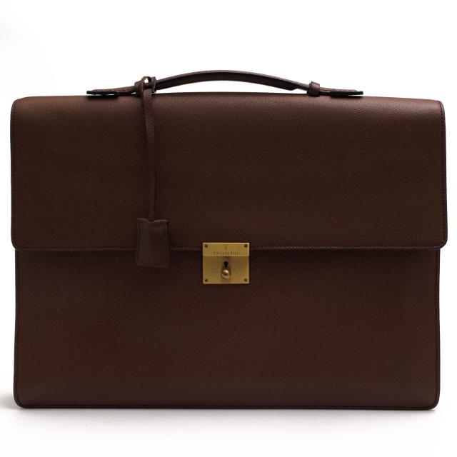 ○トラサルディ TRUSSARDI グレイン型押し牛革 ビジネスバッグ A4サイズ収納可 メンズ 【中古】 中古