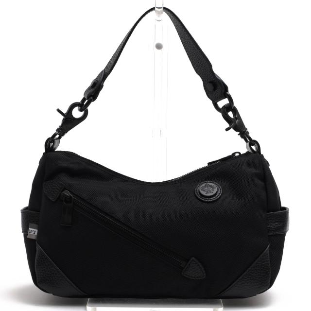 ○オロビアンコ orobianco 牛革 ショルダーバッグ 92135 SILVESTRA-G ALL BLACK リボン 定番 肩掛け ワンショルダーバッグ メンズ 中古
