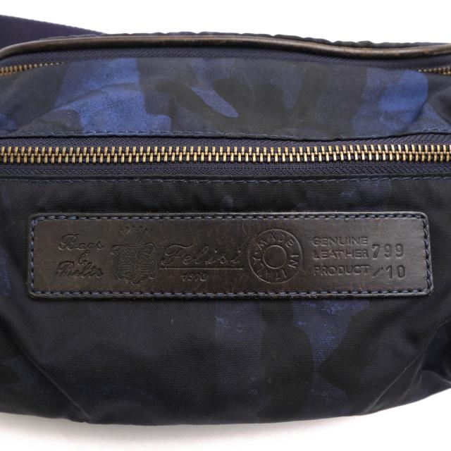 ○フェリージ Felisi リモンタナイロン バケッタレザー 牛革 ウエストバッグ 799/10/CF+A ボディバッグ 迷彩・カモフラージュ柄 定 中古