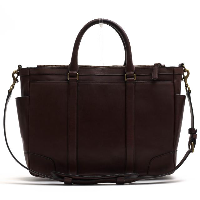 ○コーチ COACH 牛革 ビジネスバッグ 71057 Bleecker Metropolitan Bag In Leather ブリーカー メトロポリタン 2WAY ショルダーバ  中古