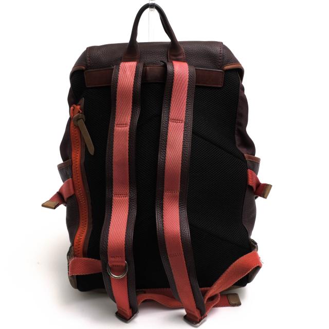 ○コーチ COACH ペブルドレザー 牛革 リュック 86735 Manhattan Backpack In Varsity Sport マンハッタン バックパック ヴァーシテ 中古