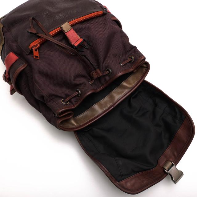 ○コーチ COACH ペブルドレザー 牛革 リュック 86735 Manhattan Backpack In Varsity Sport マンハッタン バックパック ヴァーシテ 中古