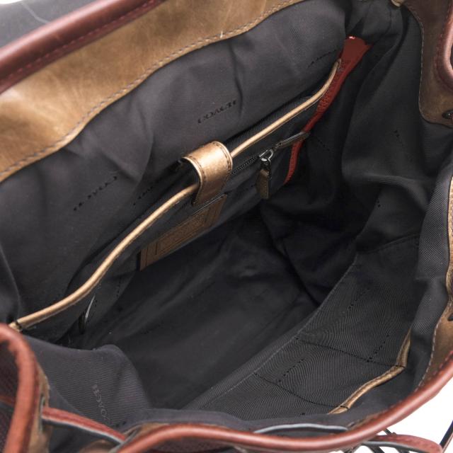 ○コーチ COACH ペブルドレザー 牛革 リュック 86735 Manhattan Backpack In Varsity Sport マンハッタン バックパック ヴァーシテ 中古