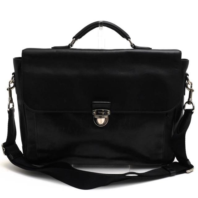 ○コーチ COACH スポーツカーフ 牛革 ビジネスバッグ F71899 Metropolitan Briefcase メトロポリタン フラップ式 2WAY ショルダー  中古