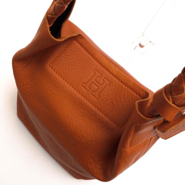 ○ヒロフ HIROFU 国産ステアレザー 牛革 ハンドバッグ CESTA チェスタ シボ革 シュリンクレザー メッシュ・イントレチャート レデ 中古_4