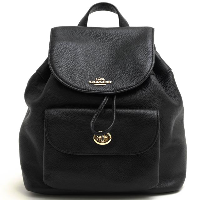 ○コーチ COACH ペブルドレザー 牛革 リュック F37621 Mini Billie Backpack In Pebble Leather ビリー ミニ バックパック 巾着型  中古