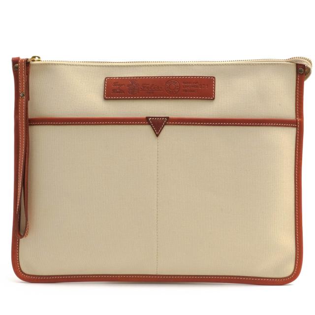 ○フェリージ Felisi コットンキャンバス 牛革 セカンドバッグ/クラッチバッグ 971 A4サイズ収納可 メンズ 【中古】 中古