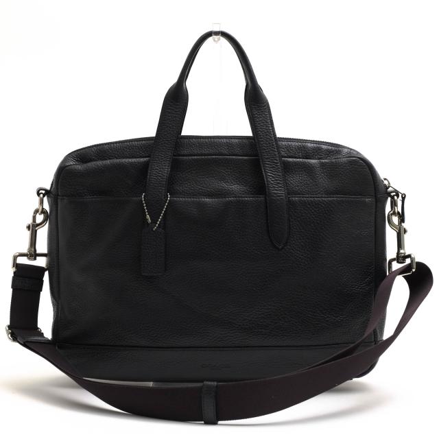 ○コーチ COACH ペプルドレザー 牛革 ビジネスバッグ F11319 HAMILTON BAG IN PEBBLE LEATHER ハミルトン 2WAY ショルダーバッグ   中古