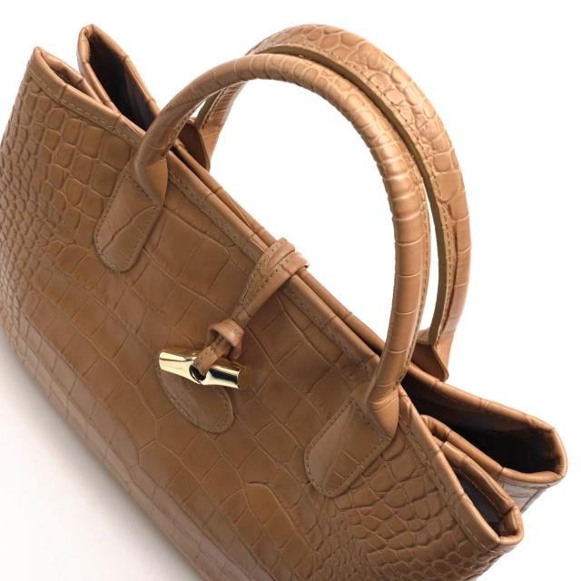 ○ロンシャン Longchamp 牛革 カウハイド トートバッグ ROSEAU CRC