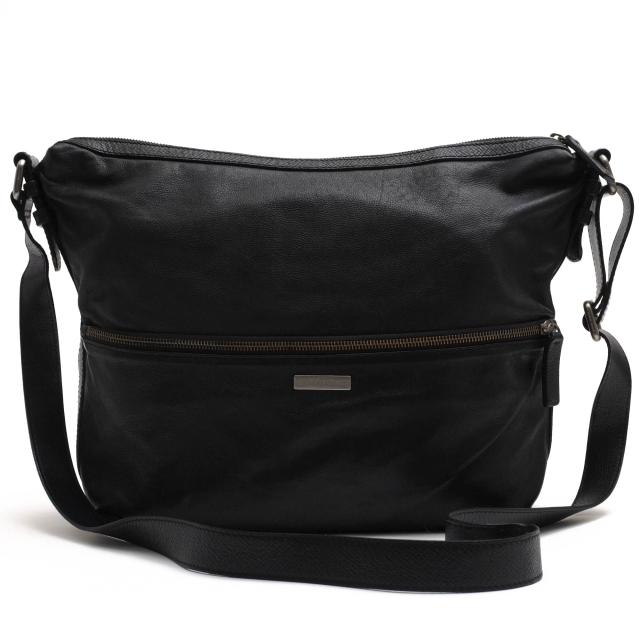 ○アルマーニ GIORGIO ARMANI 牛革 ショルダーバッグ YGM981 YCD96 TRACOLLA VIT.GRANATO LUCIDO シボ革 シュリンクレザー メンズ  中古