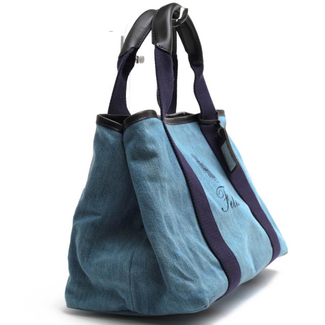 ○フェリージ Felisi 藍 INDIGO 一部牛革 トートバッグ 16/44/DW+A インディゴ染め ユニセックス 男女兼用 デニム レディース 【中 中古