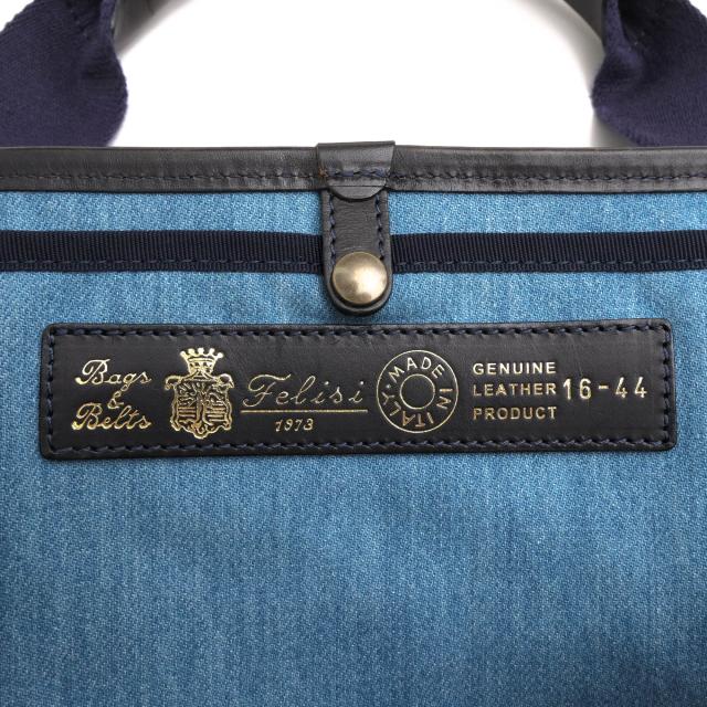 ○フェリージ Felisi 藍 INDIGO 一部牛革 トートバッグ 16/44/DW+A インディゴ染め ユニセックス 男女兼用 デニム レディース 【中 中古