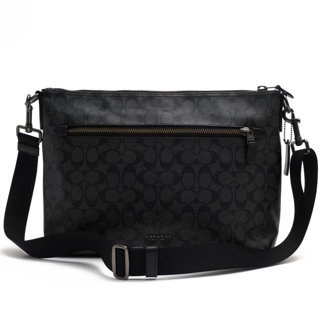 ○コーチ COACH PVCコーティングキャンバス ショルダーバッグ F78722 Graham Soft Messenger In Signature Canvas グラハム ソフト 中古