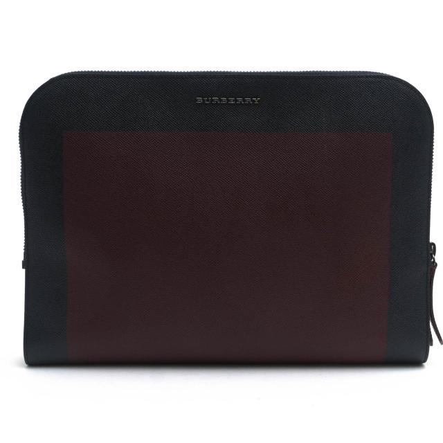 ○バーバリー BURBERRY カーフグレインレザー 牛革 セカンドバッグ/クラッチバッグ A4サイズ収納可 ノートPC収納可 メンズ 【中古  中古