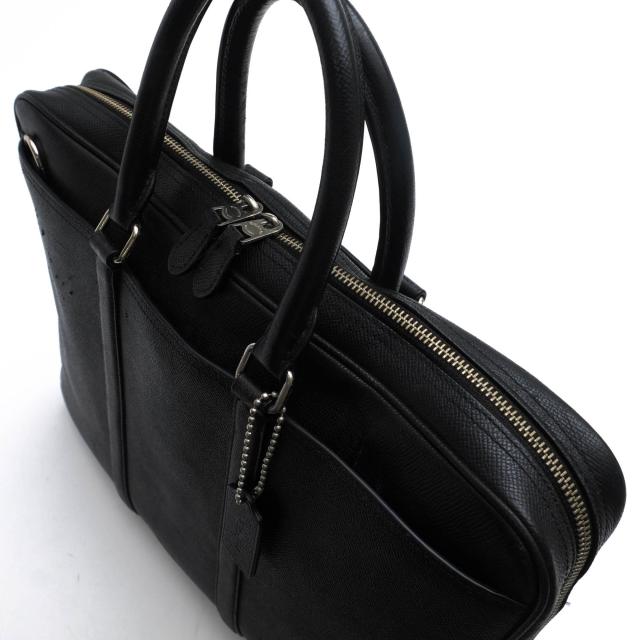 【未使用品】コーチ COACH 新品同様 メトロポリタン クロスグレーン レザー 2WAY ビジネスバッグ メンズ 黒 ブラック 定価約13万 ○コーチ COACH クロスグレインレザー 牛革 ビジネスバッグ 54930